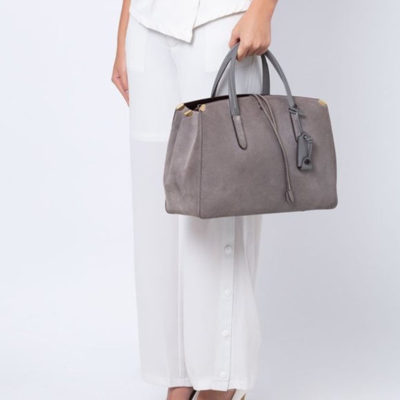 Grey Suede Coach Cooper Carryall - Picture 2 of 8